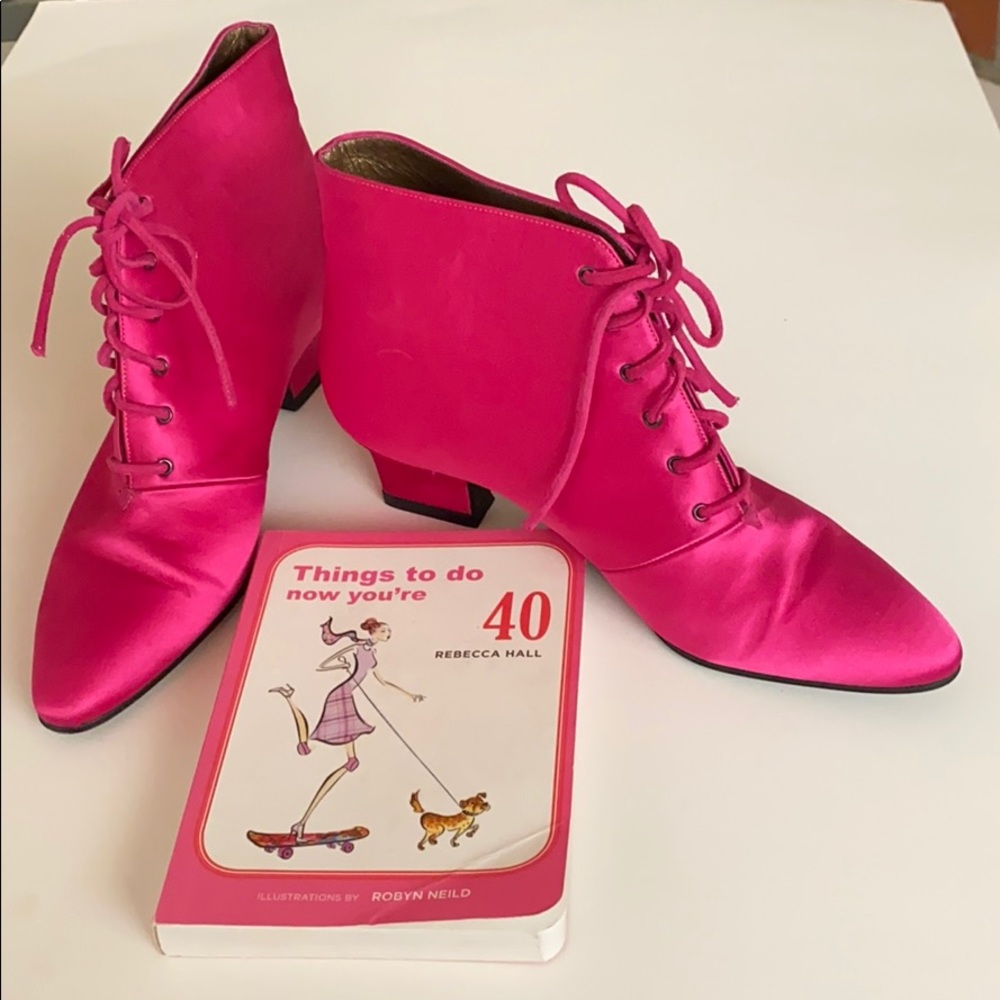 YVES SAINT LAURENT Pink Satin Boots Size 6 - Picture 5 of 17